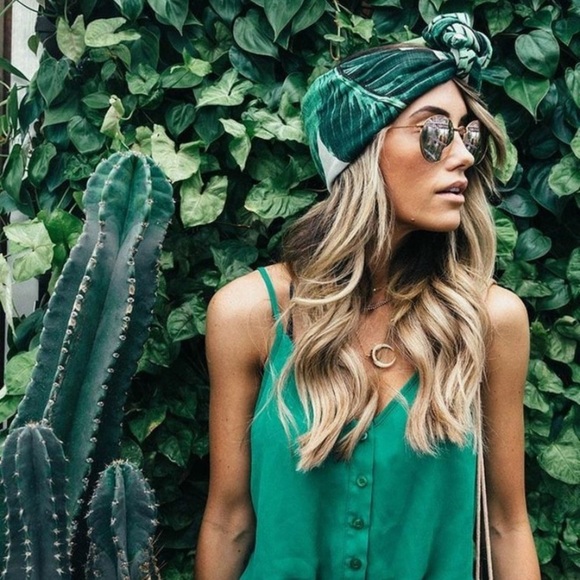 Hair Scarf Silk Stamped Pattern - Picture 6 of 9